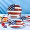 50Pcs American Flag Patriotic Oval Plates Party Supplies 4th Of July Oval Plates Heavy Duty Disposable Independence Day Paper Plate for Veterans Election July 4 Independence Day Decor,10 * 12 Inch